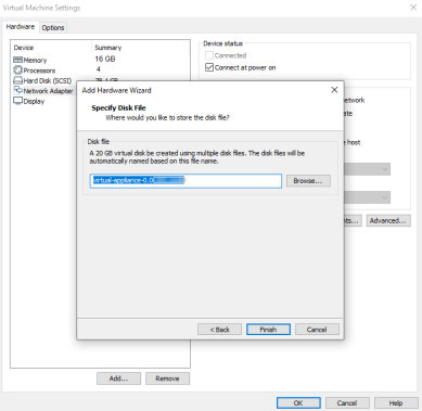 Add hardware wizard final step with the path to the disk file and Finish button. 